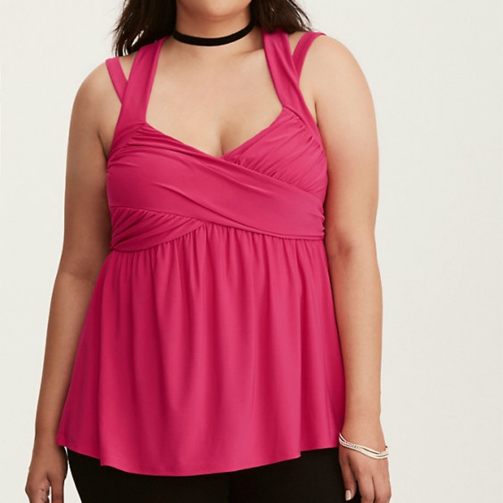 CrissCross Pink Babydoll Top Torrid